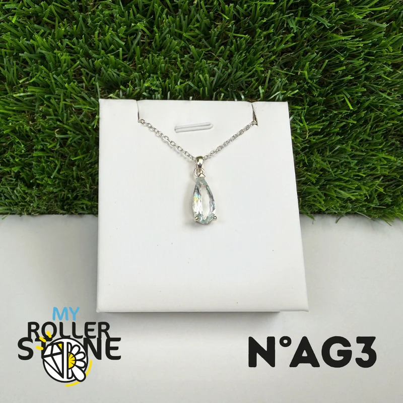Facettierter Aquamarin-Anhänger in 925er Sterlingsilber #AG3