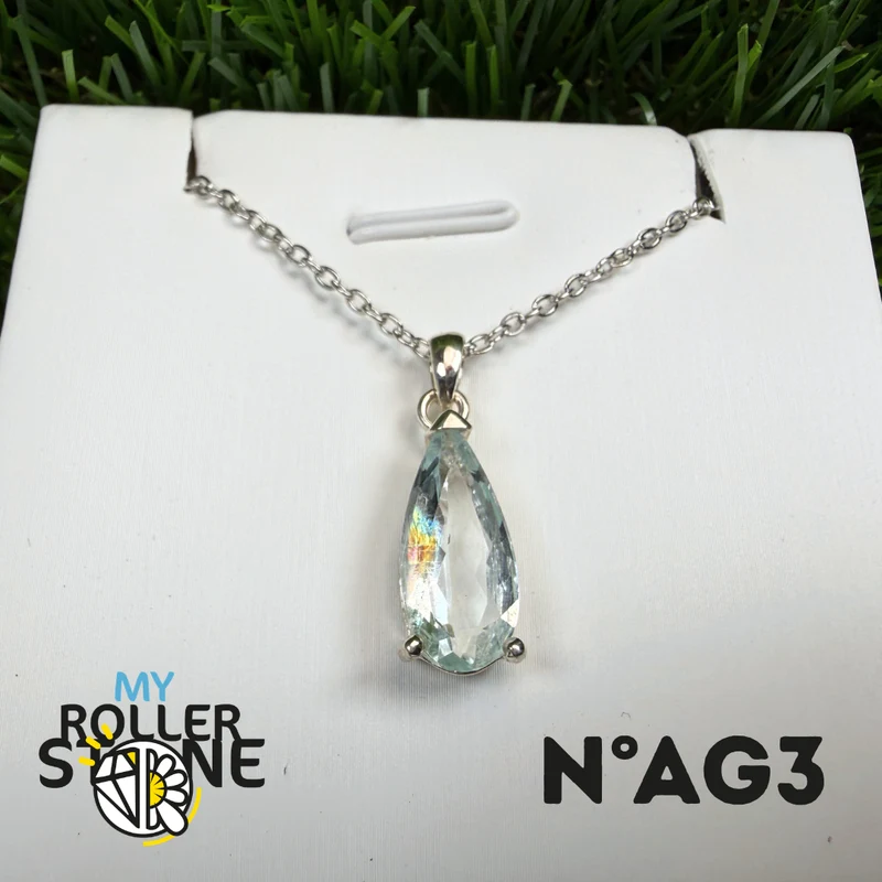 Facettierter Aquamarin-Anhänger in 925er Sterlingsilber #AG3