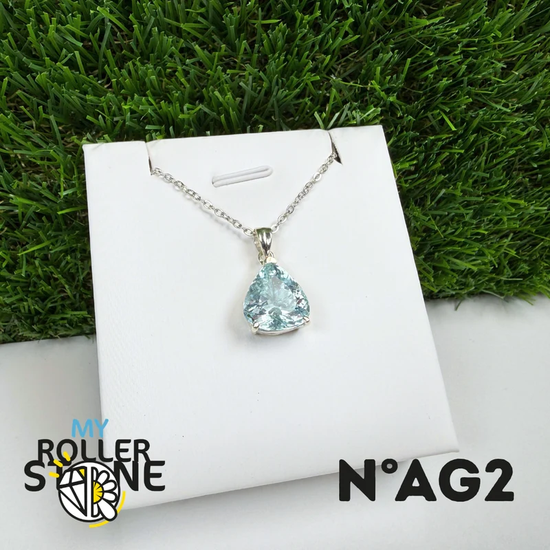 Facettierter Aquamarin-Anhänger in 925er Sterlingsilber #AG2