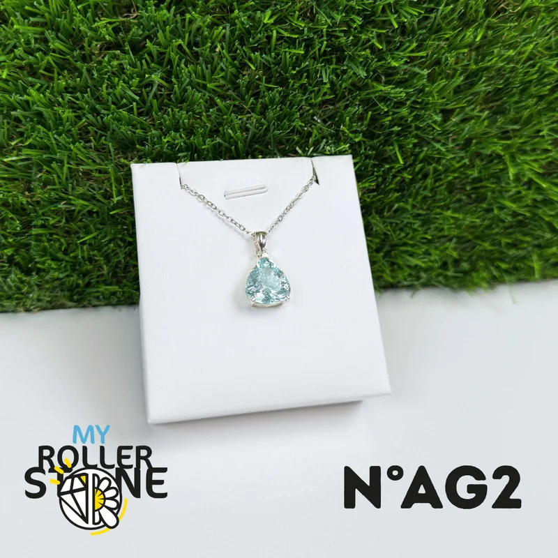 Facettierter Aquamarin-Anhänger in 925er Sterlingsilber #AG2