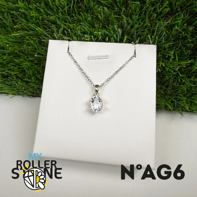 Facettierter Aquamarin-Anhänger in 925er Sterlingsilber #AG6