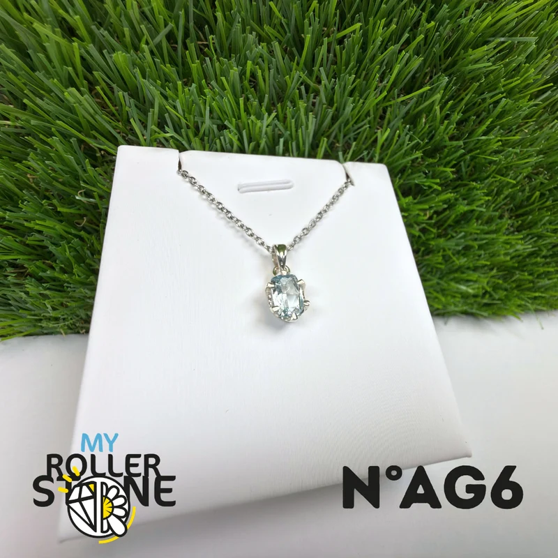 Facettierter Aquamarin-Anhänger in 925er Sterlingsilber #AG6