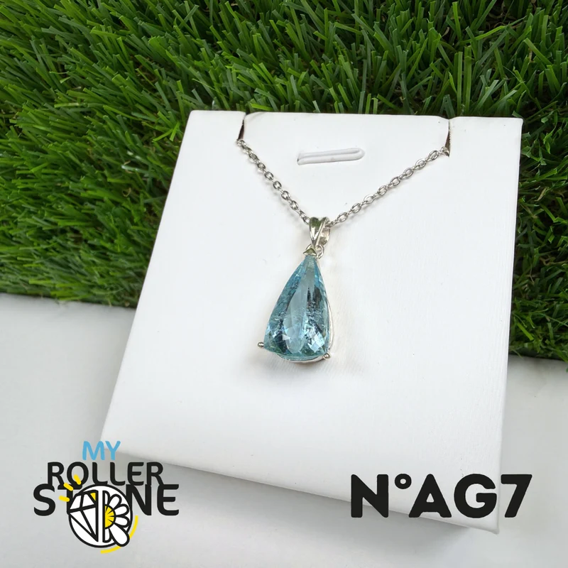 Facettierter Aquamarin-Anhänger in 925er Sterlingsilber #AG7