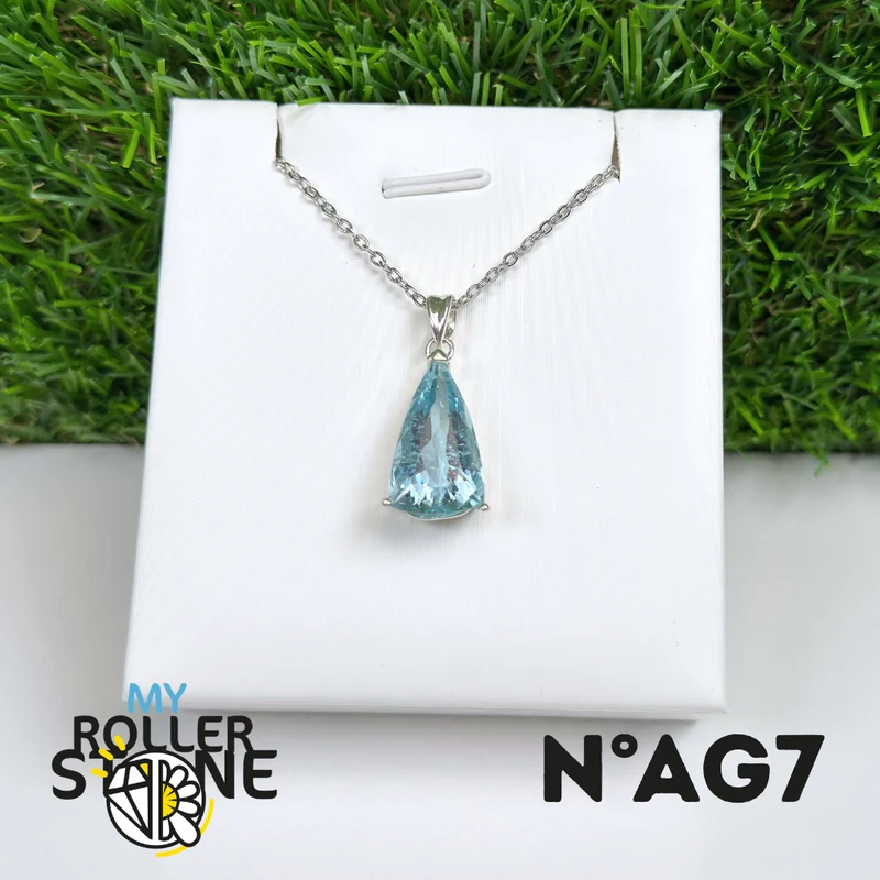 Facettierter Aquamarin-Anhänger in 925er Sterlingsilber #AG7