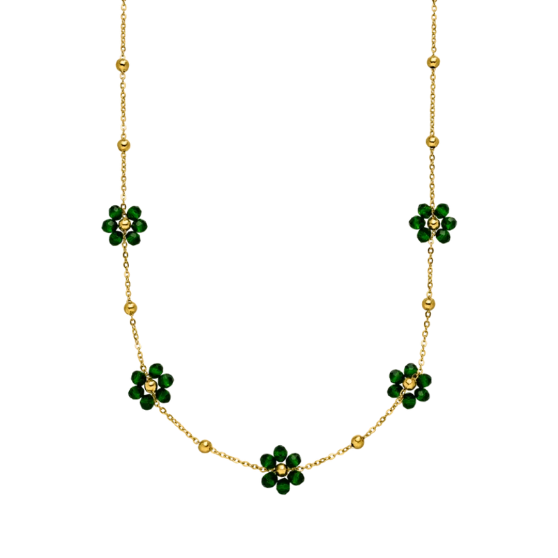 Emerald Flower Kette 14K Vergoldet