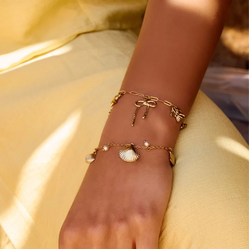 Ribbon Charm Armband 14K Vergoldet