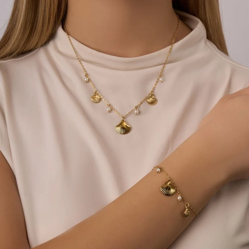Elegant Shell Charm Kette 14K Vergoldet