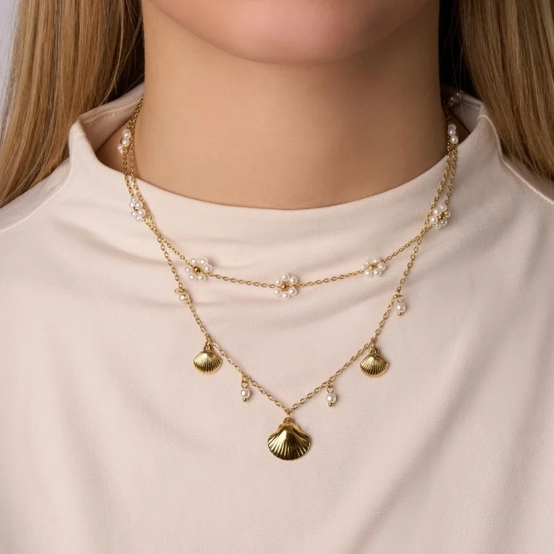 Elegant Shell Charm Kette 14K Vergoldet