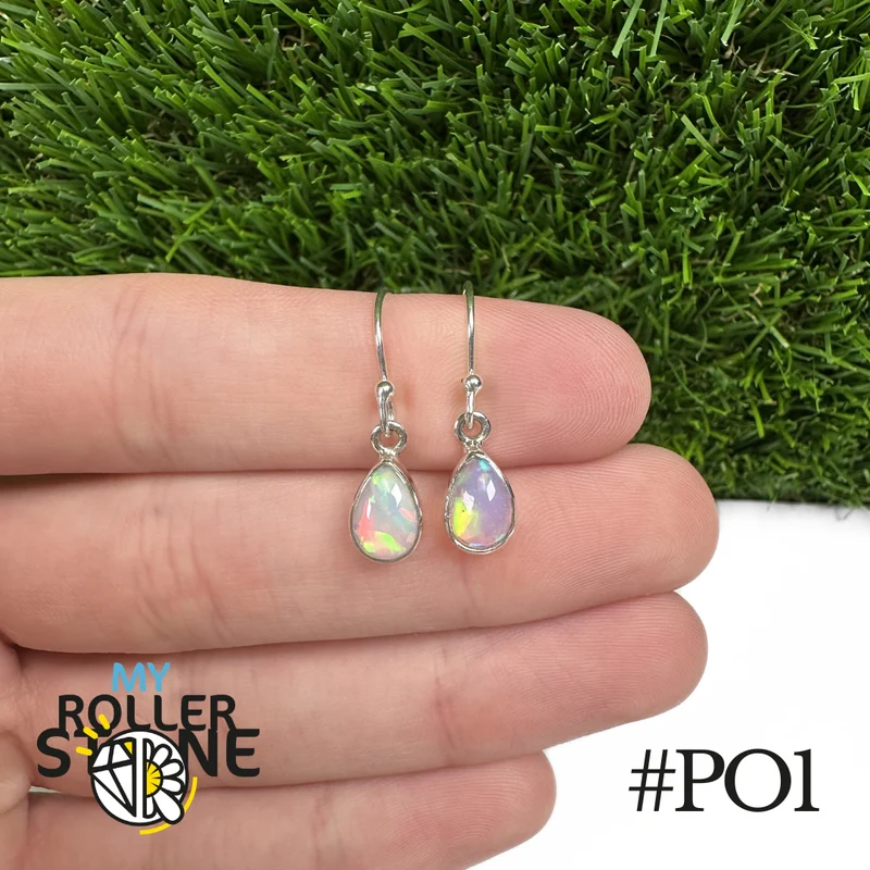 Äthiopische Opal-Birnenohrringe 10 x 7 mm in 925er Silber