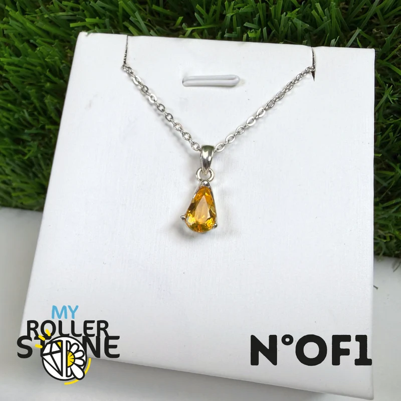 Anhänger aus brasilianischem Feueropal (PIAUI) und 925er Sterlingsilber #OF1