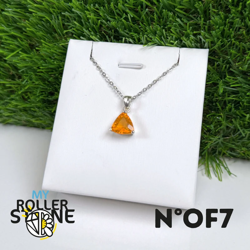 Anhänger aus brasilianischem Feueropal (PIAUI) und 925er Sterlingsilber #OF7