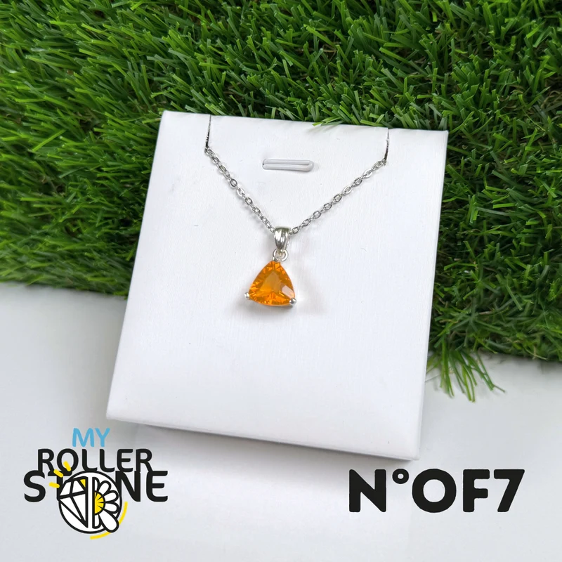 Anhänger aus brasilianischem Feueropal (PIAUI) und 925er Sterlingsilber #OF7