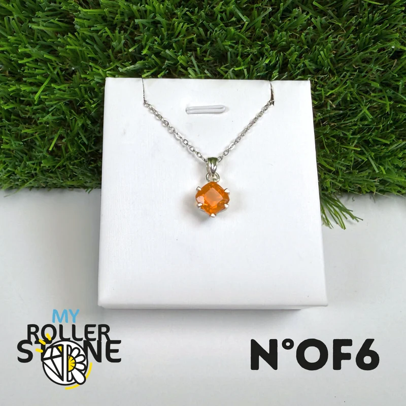 Anhänger aus brasilianischem Feueropal (PIAUI) und 925er Sterlingsilber #OF6
