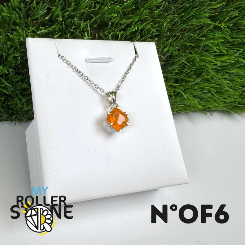 Anhänger aus brasilianischem Feueropal (PIAUI) und 925er Sterlingsilber #OF6