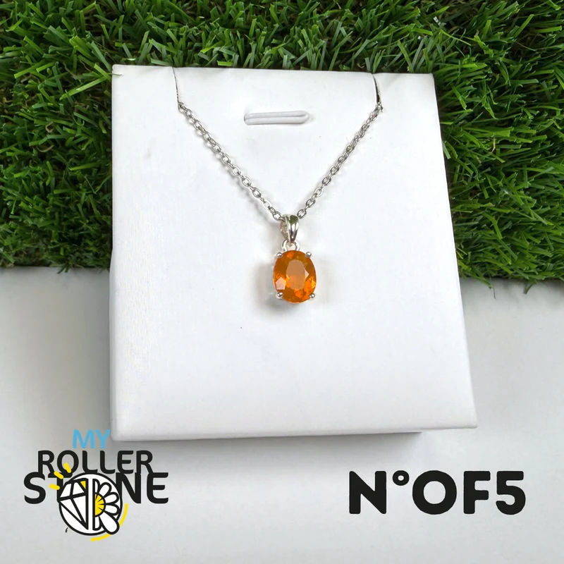 Anhänger aus brasilianischem Feueropal (PIAUI) und 925er Sterlingsilber #OF5