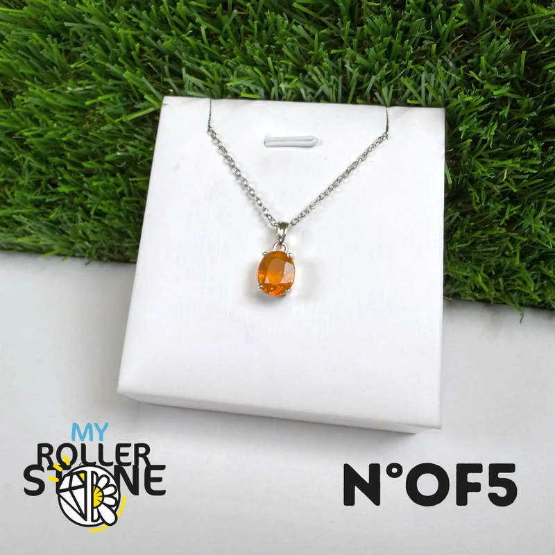 Anhänger aus brasilianischem Feueropal (PIAUI) und 925er Sterlingsilber #OF5