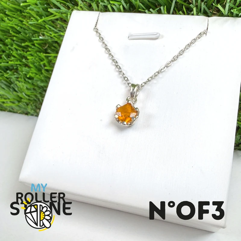 Anhänger aus brasilianischem Feueropal (PIAUI) und 925er Sterlingsilber #OF3