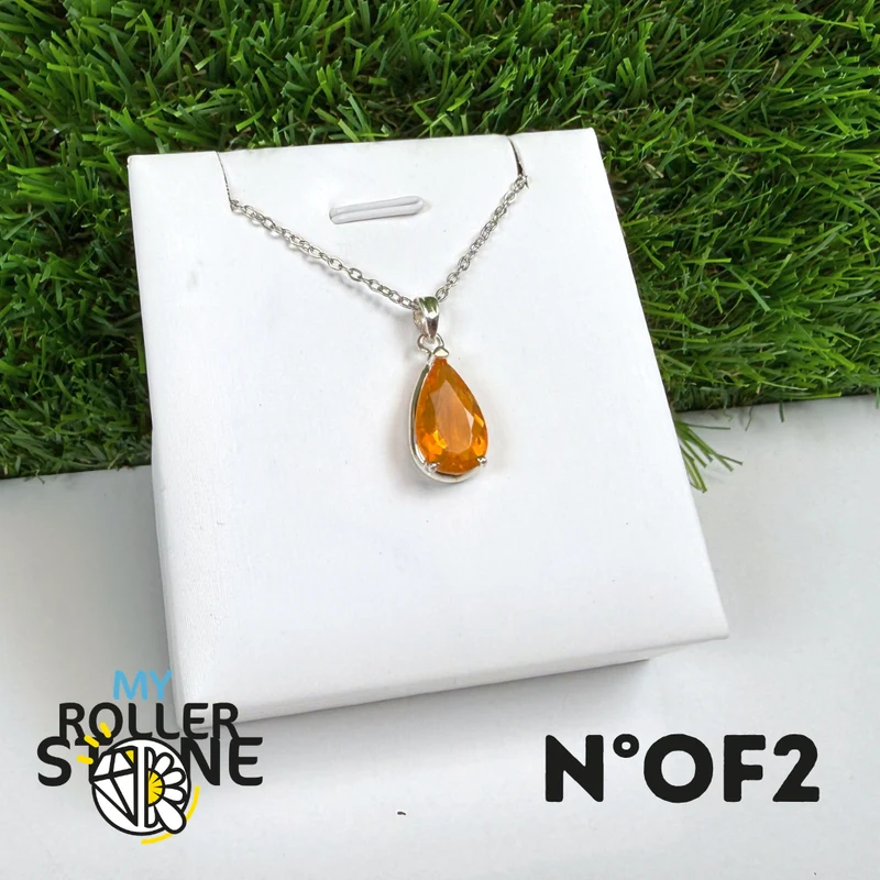 Anhänger aus brasilianischem Feueropal (PIAUI) und 925er Sterlingsilber #OF2