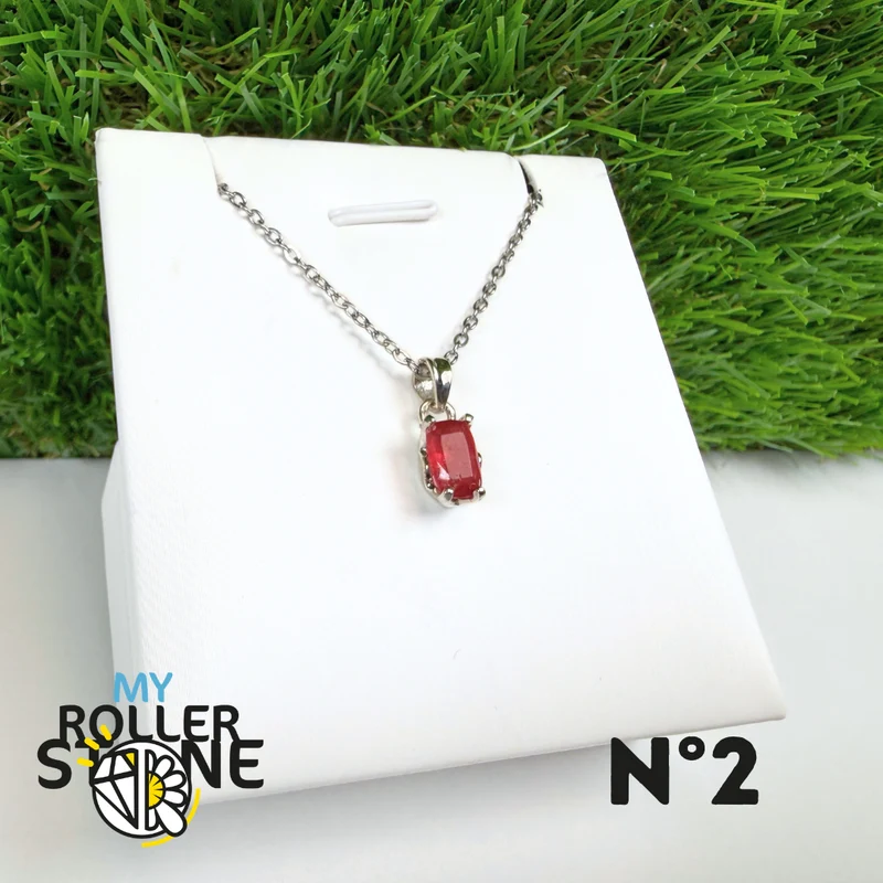 Rhodonit-Edelstein und 925er Sterlingsilber-Anhänger Nr. 2B