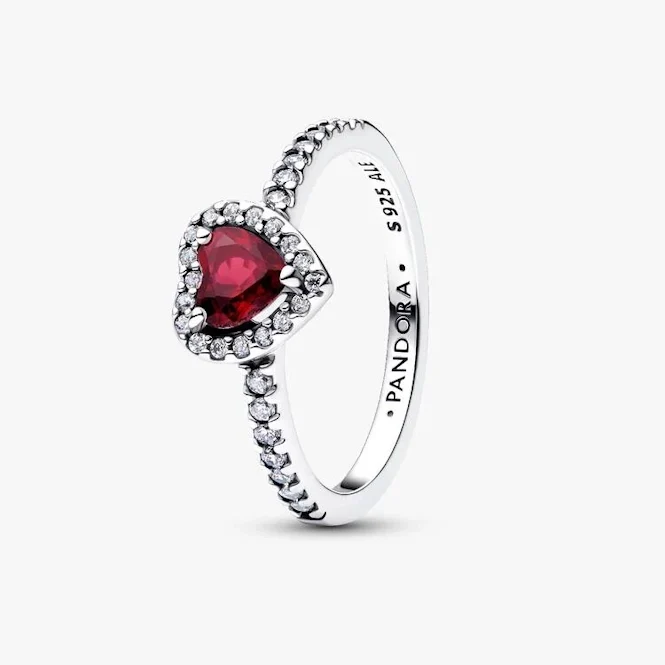 Elevated Fuchsia Rose Heart Ring, Size 50