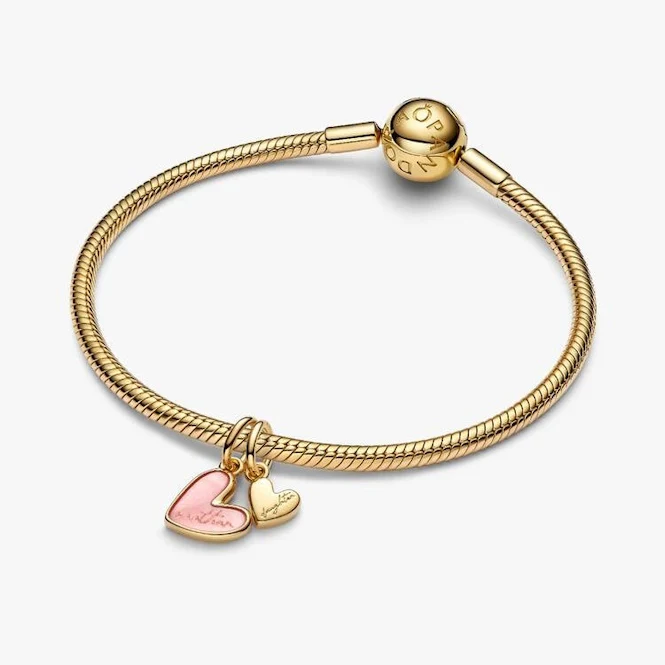 Gold Pink Mother & Daughter Splittable Dangle Charms