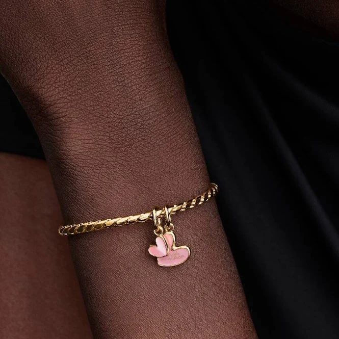 Gold Pink Mother & Daughter Splittable Dangle Charms