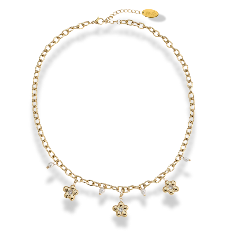 Golden Flower Charm Kette 14K Vergoldet