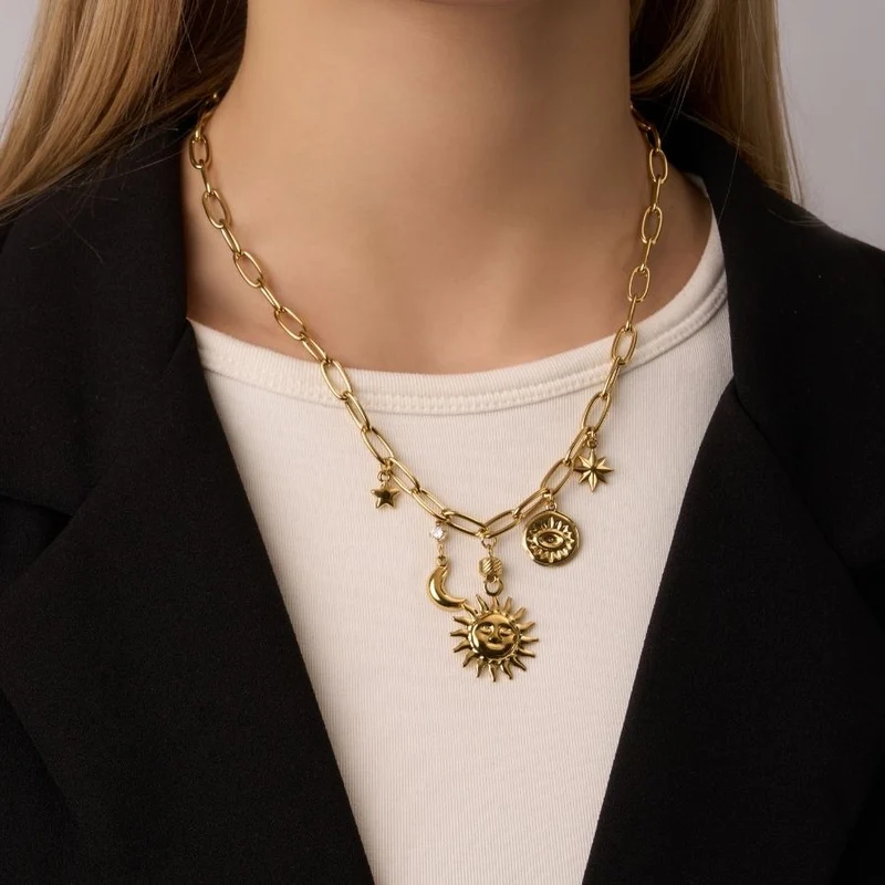 Sunny Pearl Charm Kette 14K Vergoldet