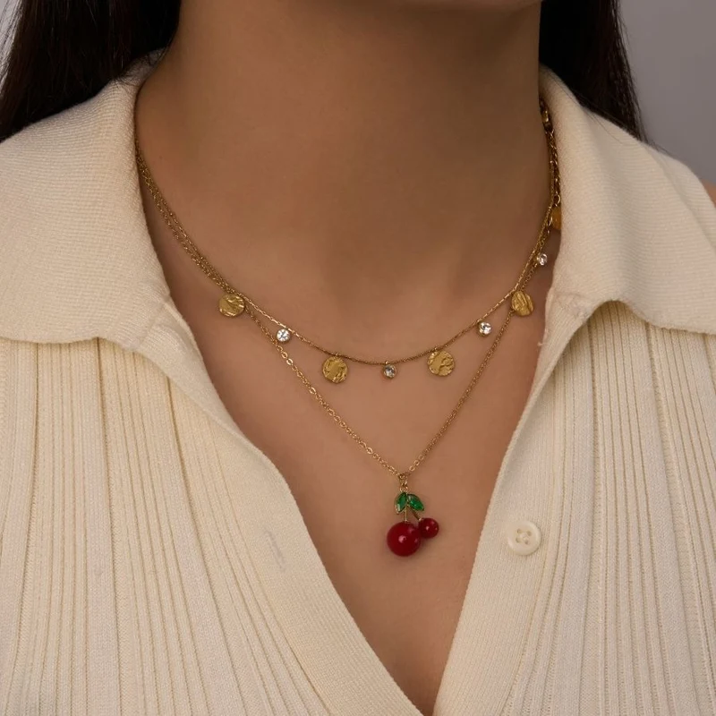 Simple Cherry Kette 14K Vergoldet