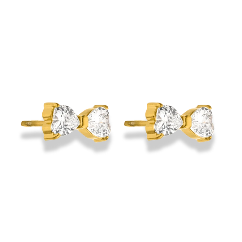 Pave Heart Ribbon Ohrstecker 14K Vergoldet