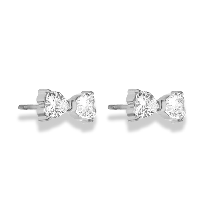 Pave Heart Ribbon Ohrstecker 14K Vergoldet