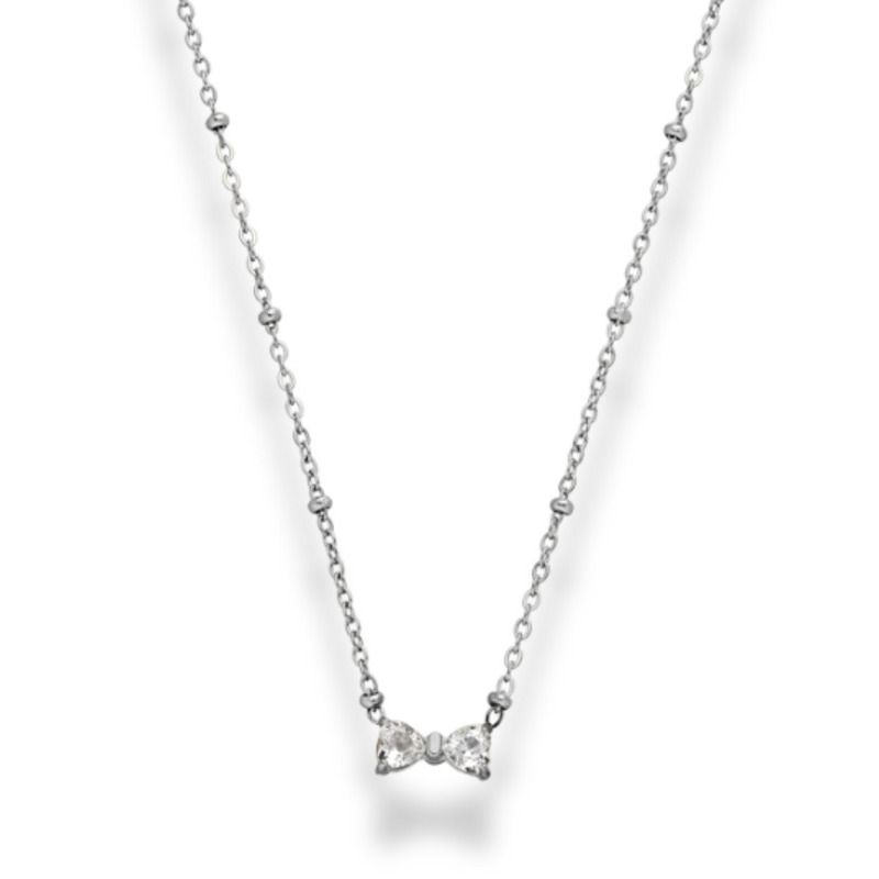 Pave Heart Ribbon Kette 14K Vergoldet
