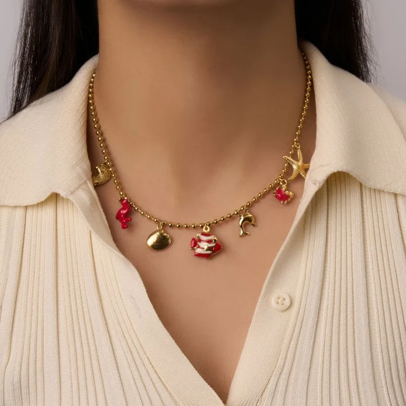 Ocean & Friends Charm Kette 14K Vergoldet