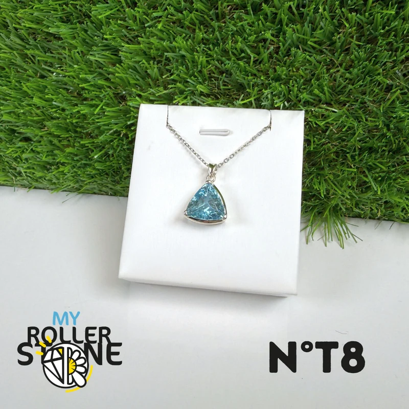 Blautopas-Anhänger in 925er Sterlingsilber #8