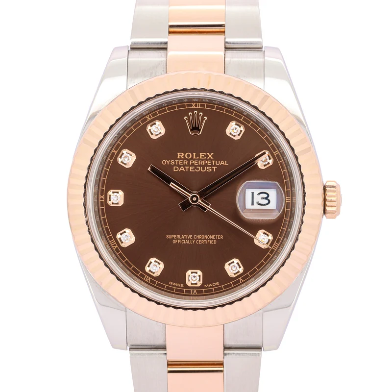 Rolex Datejust 41 126331 Diamond-Chocolate Dial Stahl/Rosé Full Set