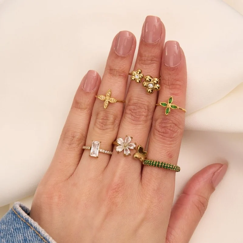 Meltdown Flower Ring 14K Vergoldet