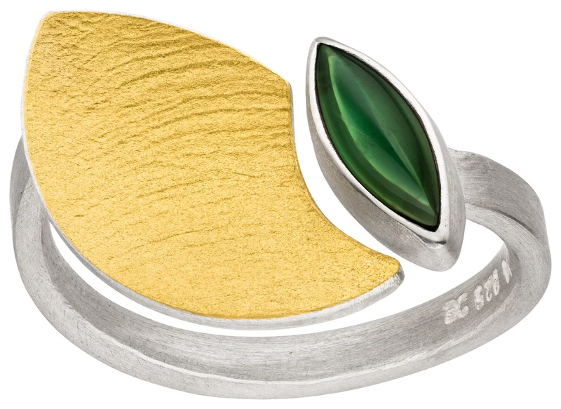 925er Silber Ring feingoldbelegt MANU R1395TU