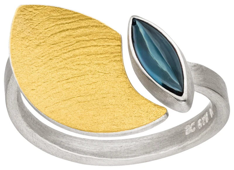 925er Silber Ring feingoldbelegt MANU R1395TL