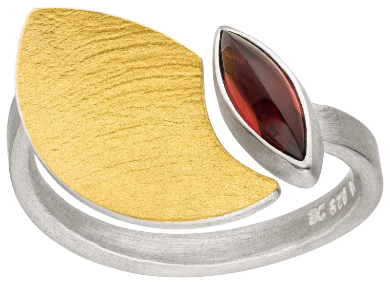 925er Silber Ring feingoldbelegt MANU R1395GT