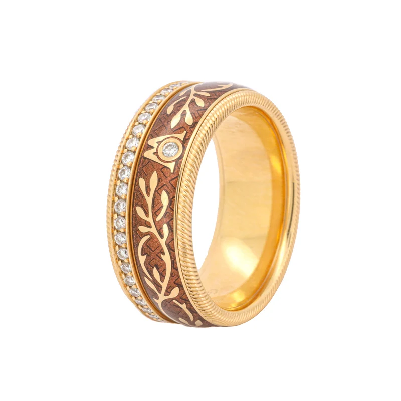 WELLENDORFF Ring 'Karamel' Ref.606943 - 18K/750 Gelbgold mit Emaille &Brillanten