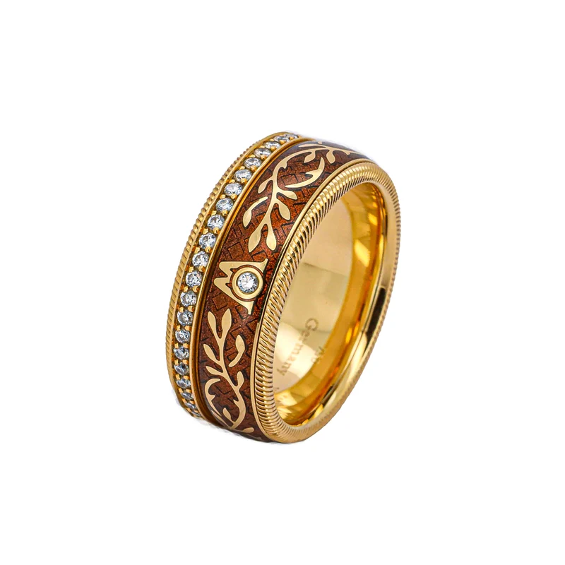 WELLENDORFF Ring 'Karamel' Ref.606943 - 18K/750 Gelbgold mit Emaille &Brillanten