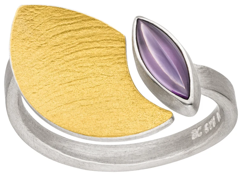 925er Silber Ring feingoldbelegt MANU R1395AM