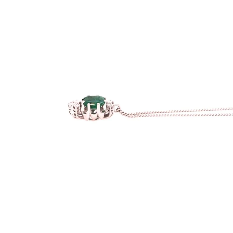 Kette mit Anhänger Weißgold 585 - 14 ct. mit Smaragd & Brillanten