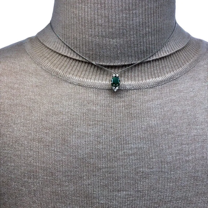 Kette mit Anhänger Weißgold 585 - 14 ct. mit Smaragd & Brillanten