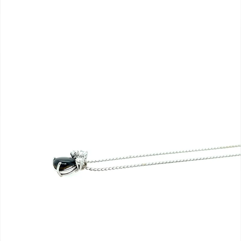 Kette mit Stern-Saphir & Brillanten Anhänger Weißgold 750 - 18 ct.