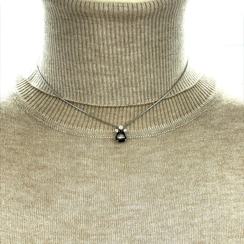 Kette mit Stern-Saphir & Brillanten Anhänger Weißgold 750 - 18 ct.