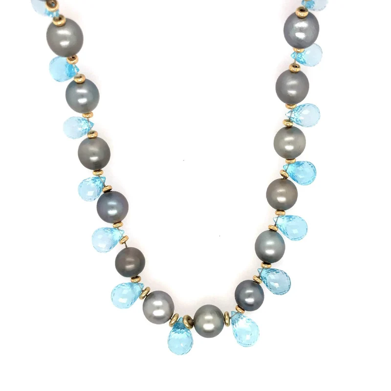 Tahitiperlenkette mit Topas Gelbgold 585