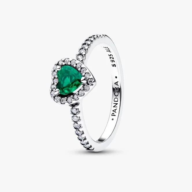 Elevated Royal Green Heart Ring, Size 54