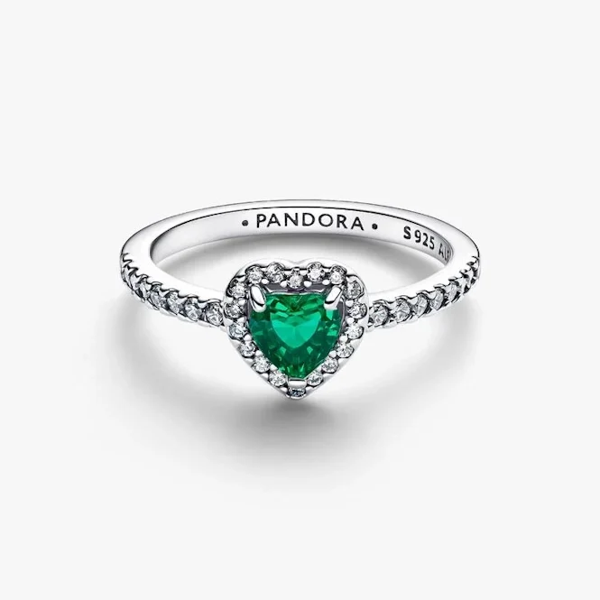 Elevated Royal Green Heart Ring, Size 54