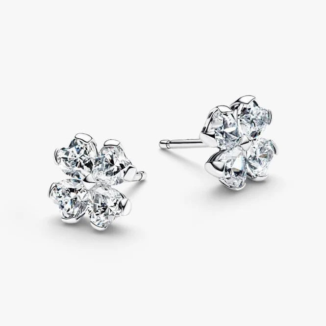 Sparkling Lucky Clover Stud Earrings